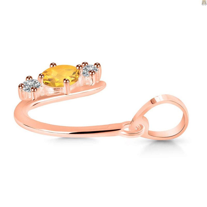 Citrine & White Topaz Alphabet U Pendant CIT-RDA-73.