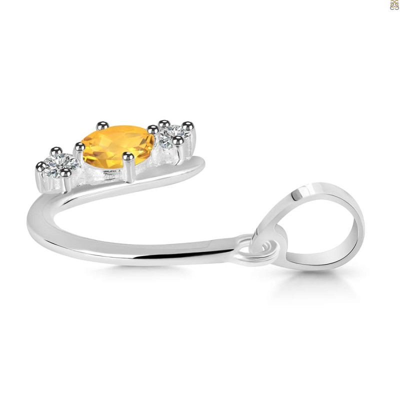 Citrine & White Topaz Alphabet U Pendant