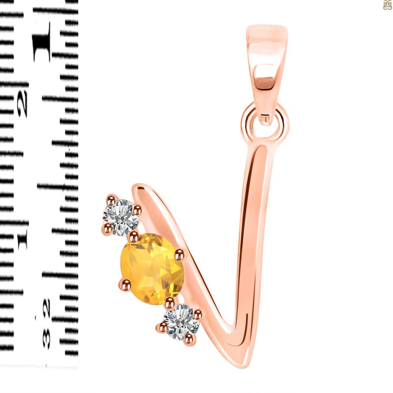 Citrine & White Topaz Alphabet V Pendant CIT-RDA-74.