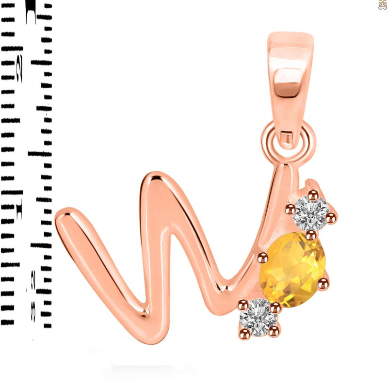 Citrine & White Topaz Alphabet W Pendant CIT-RDA-75.