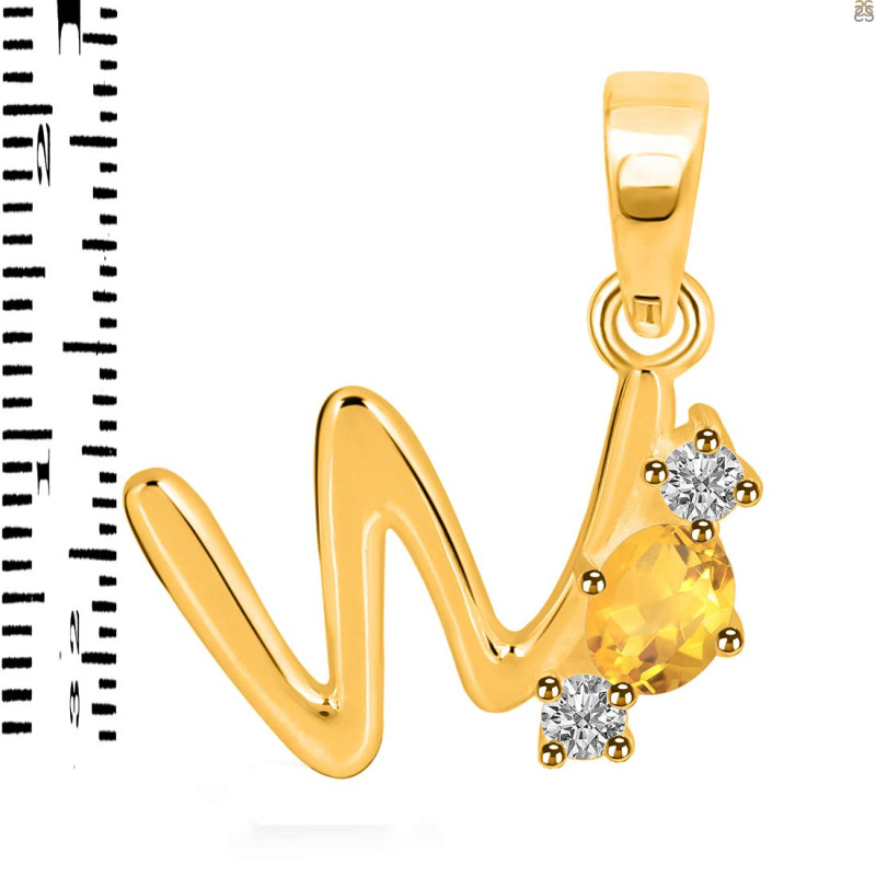 Citrine & White Topaz Alphabet W Pendant CIT-RDA-75.