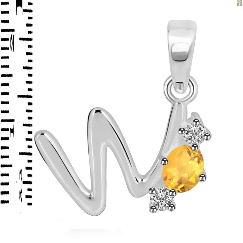 Citrine & White Topaz Alphabet W Pendant CIT-RDA-75.