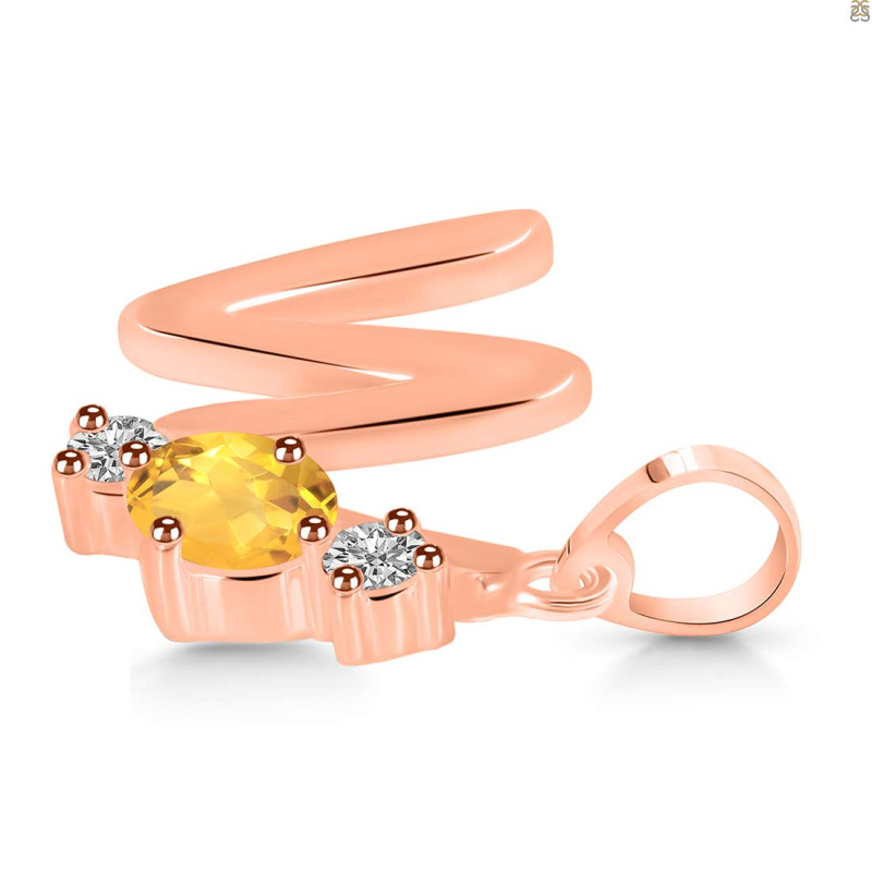 Citrine & White Topaz Alphabet W Pendant CIT-RDA-75.