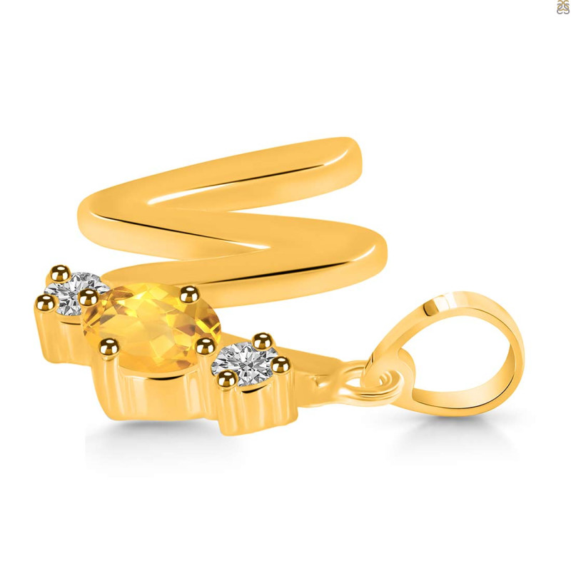 Citrine & White Topaz Alphabet W Pendant CIT-RDA-75.