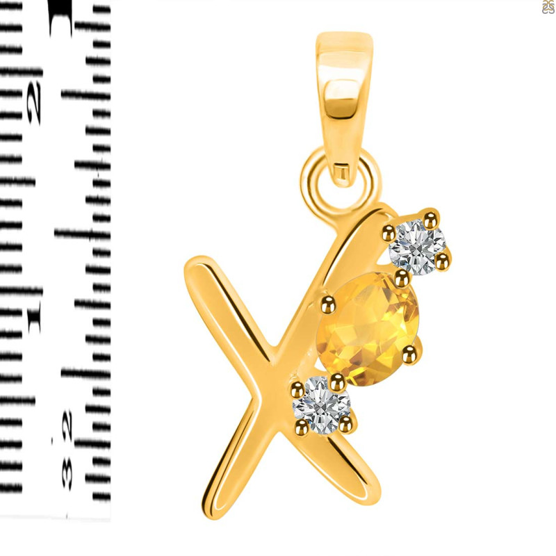 Citrine & White Topaz Alphabet X Pendant CIT-RDA-76.