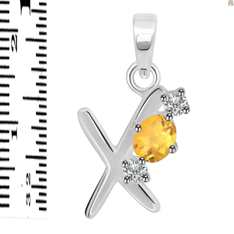Citrine & White Topaz Alphabet X Pendant CIT-RDA-76.