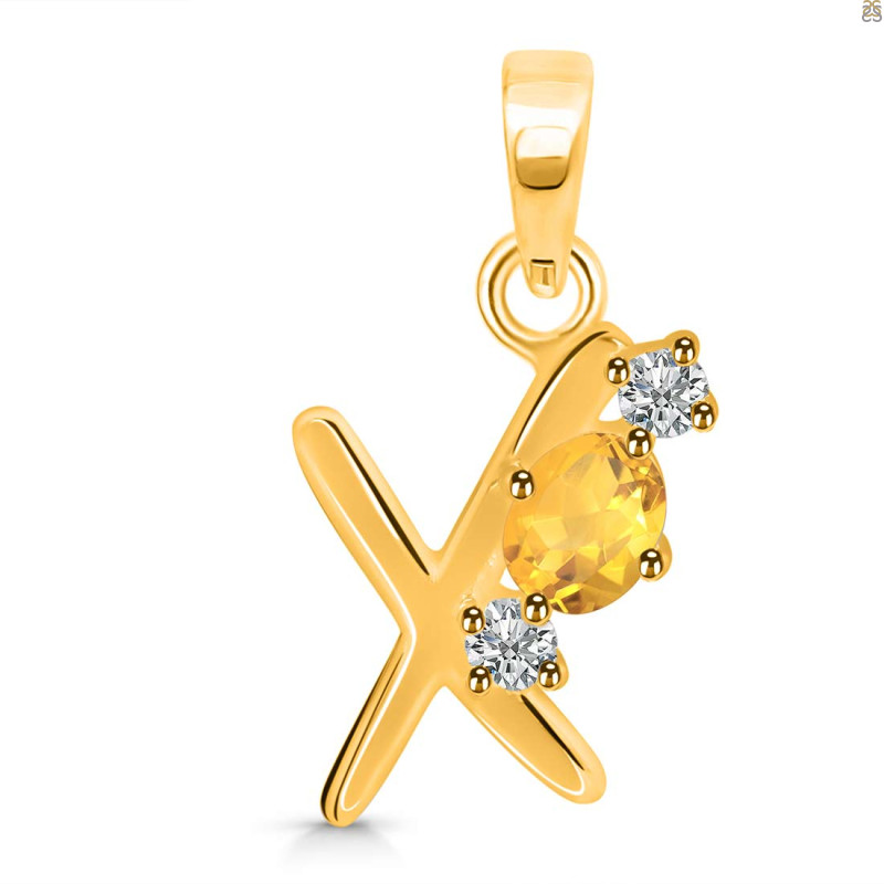 Citrine & White Topaz Alphabet X Pendant CIT-RDA-76.