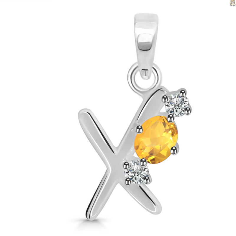 Citrine & White Topaz Alphabet X Pendant CIT-RDA-76.