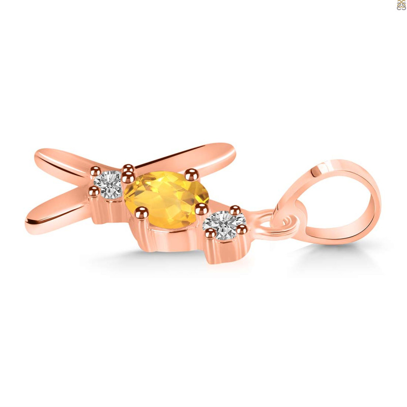 Citrine & White Topaz Alphabet X Pendant CIT-RDA-76.