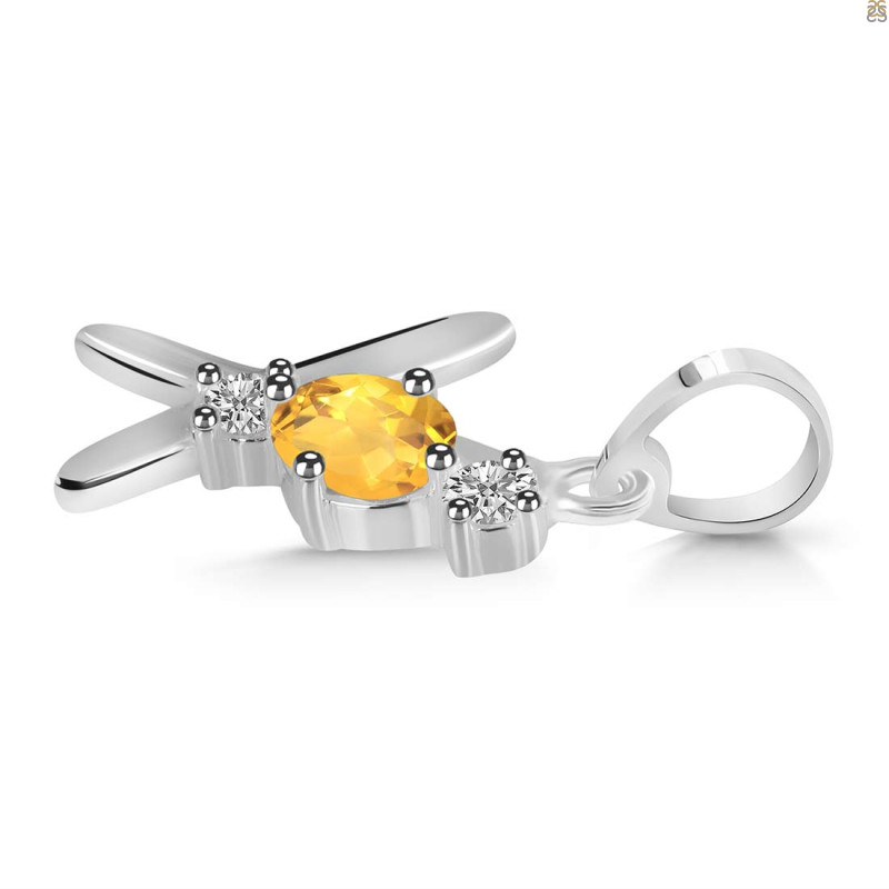 Citrine & White Topaz Alphabet X Pendant