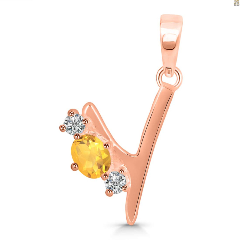 Citrine & White Topaz Alphabet Y Pendant CIT-RDA-77.