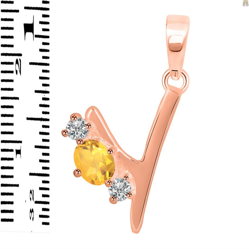 Citrine & White Topaz Alphabet Y Pendant CIT-RDA-77.