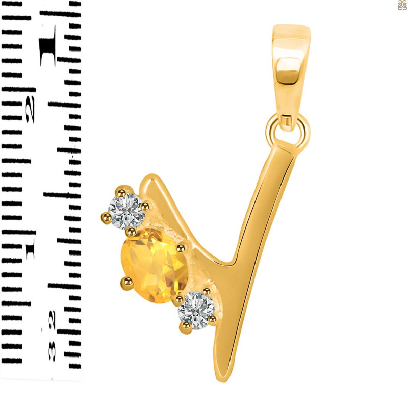 Citrine & White Topaz Alphabet Y Pendant CIT-RDA-77.