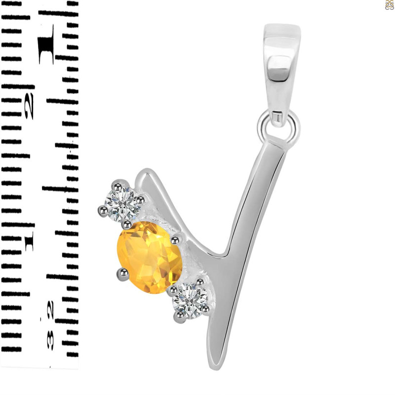 Citrine & White Topaz Alphabet Y Pendant CIT-RDA-77.