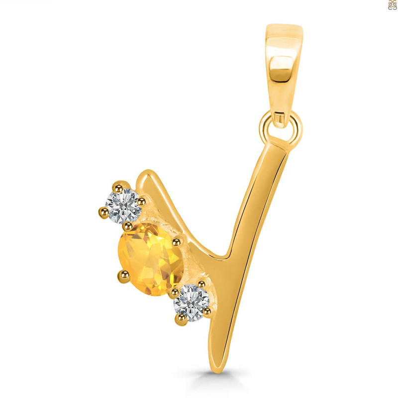 Citrine & White Topaz Alphabet Y Pendant CIT-RDA-77.