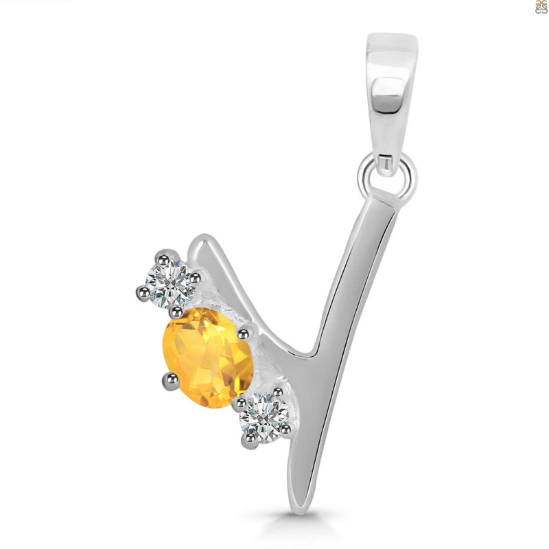 Citrine & White Topaz Alphabet Y Pendant CIT-RDA-77.