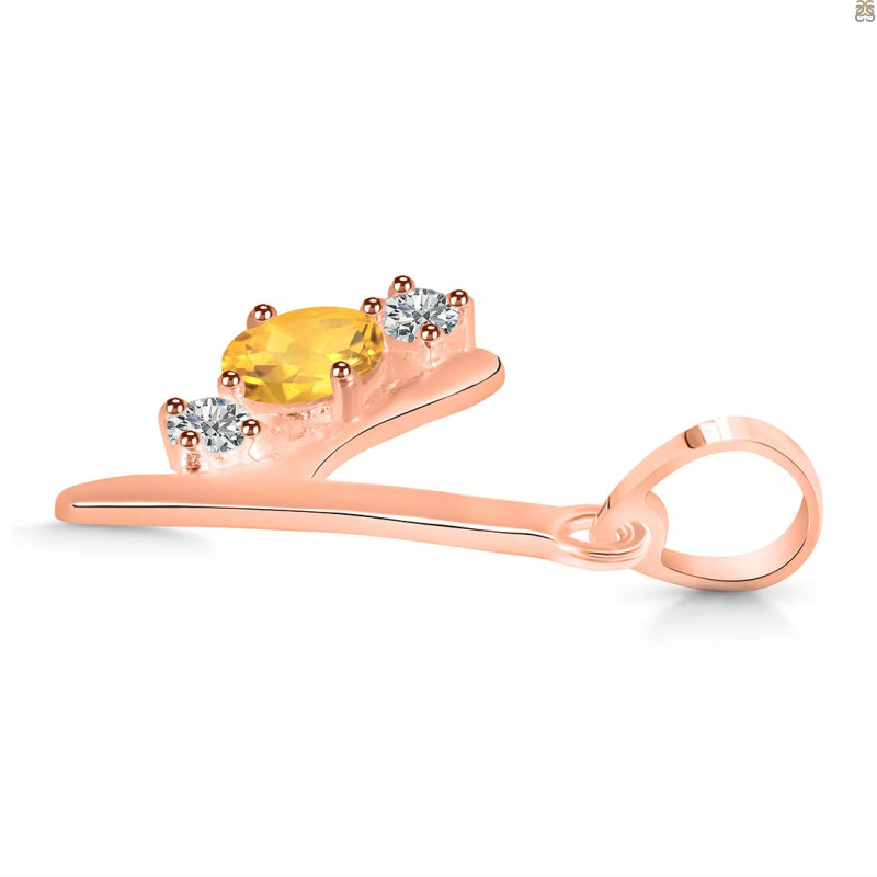 Citrine & White Topaz Alphabet Y Pendant CIT-RDA-77.