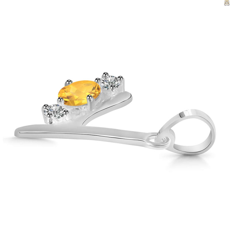 Citrine & White Topaz Alphabet Y Pendant