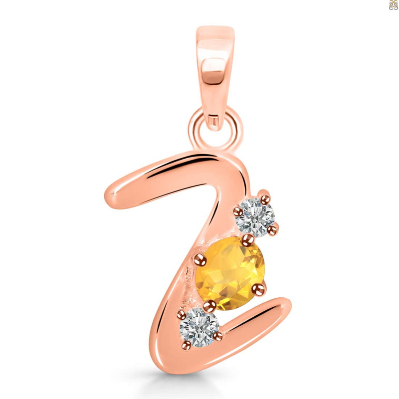 Citrine & White Topaz Alphabet Z Pendant CIT-RDA-78.