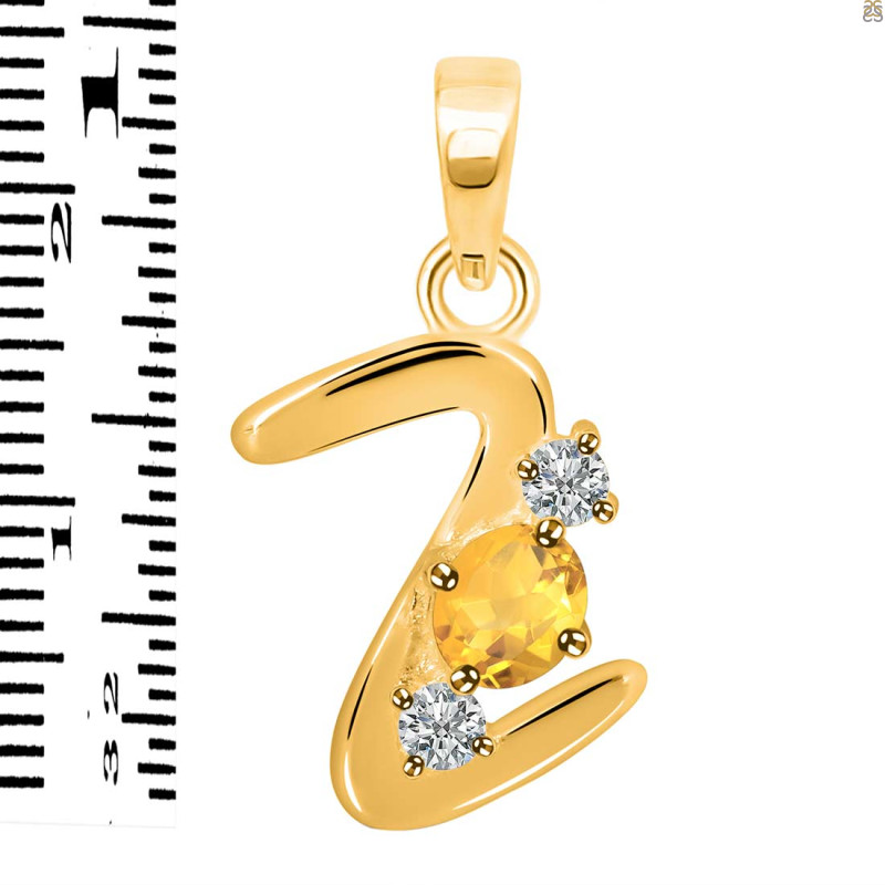 Citrine & White Topaz Alphabet Z Pendant CIT-RDA-78.