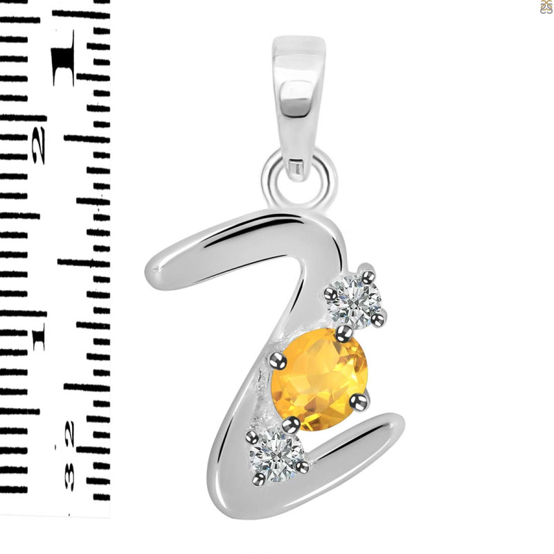 Citrine & White Topaz Alphabet Z Pendant CIT-RDA-78.