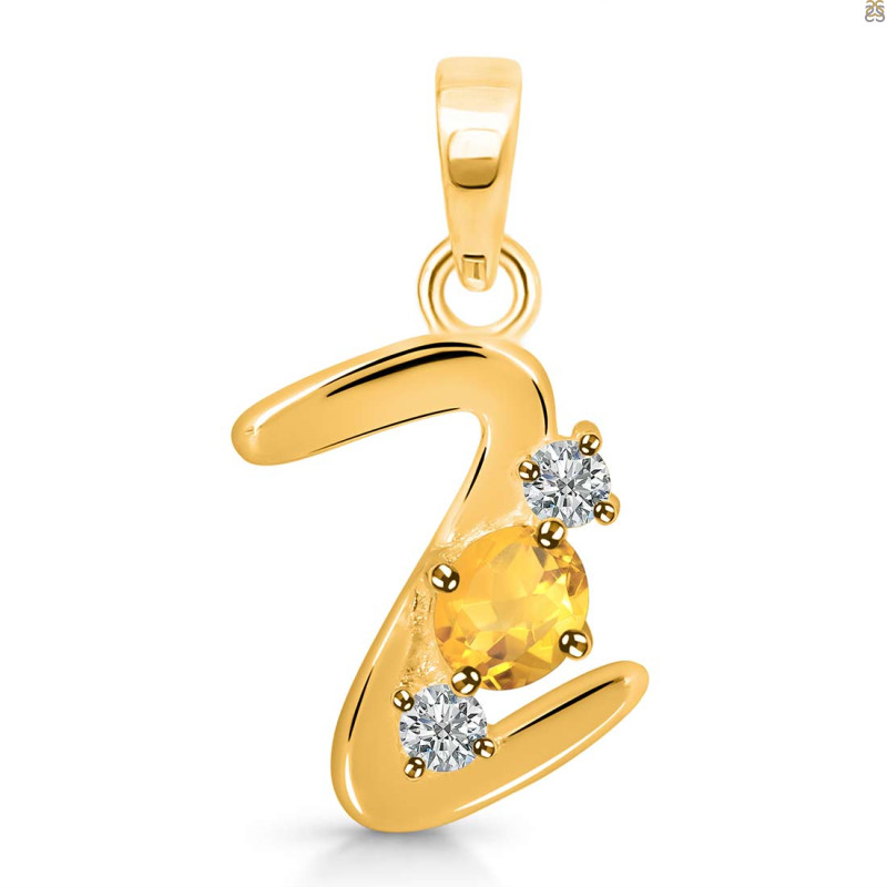 Citrine & White Topaz Alphabet Z Pendant CIT-RDA-78.