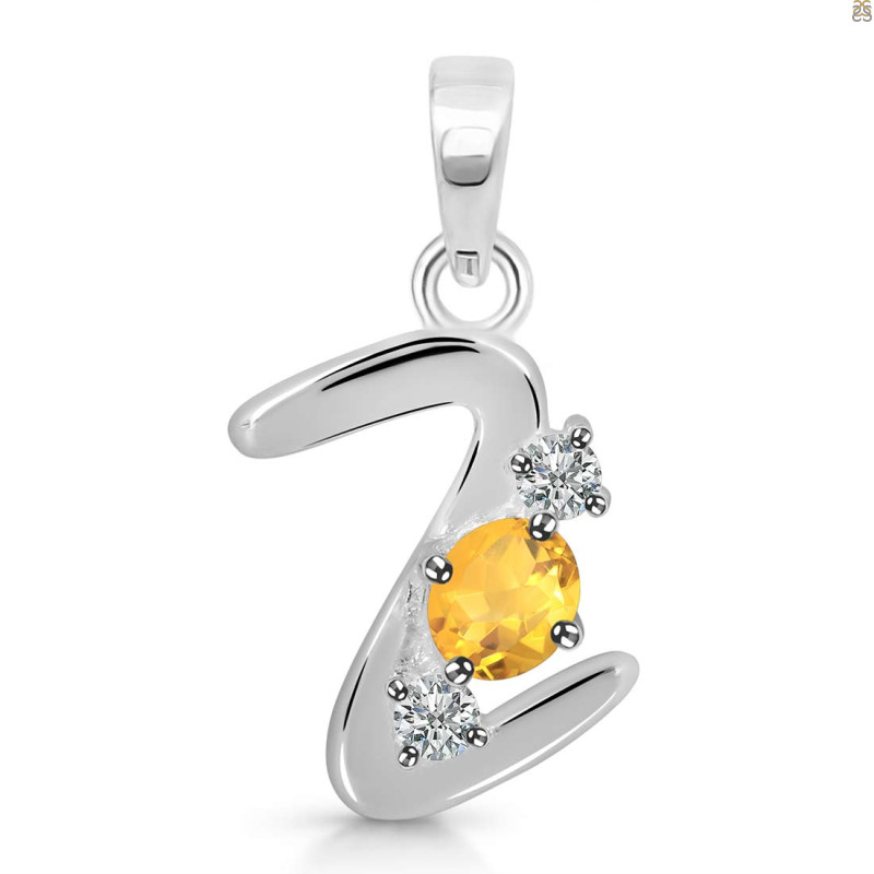 Citrine & White Topaz Alphabet Z Pendant CIT-RDA-78.