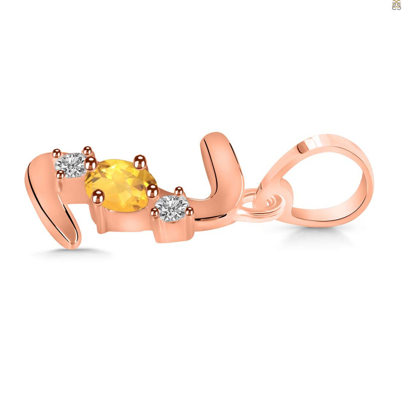 Citrine & White Topaz Alphabet Z Pendant CIT-RDA-78.