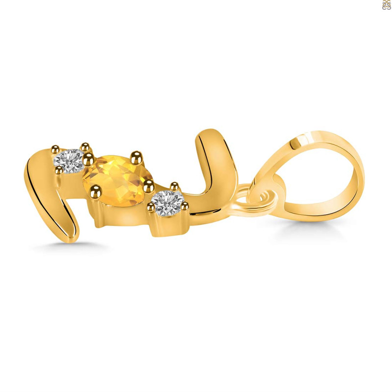 Citrine & White Topaz Alphabet Z Pendant CIT-RDA-78.