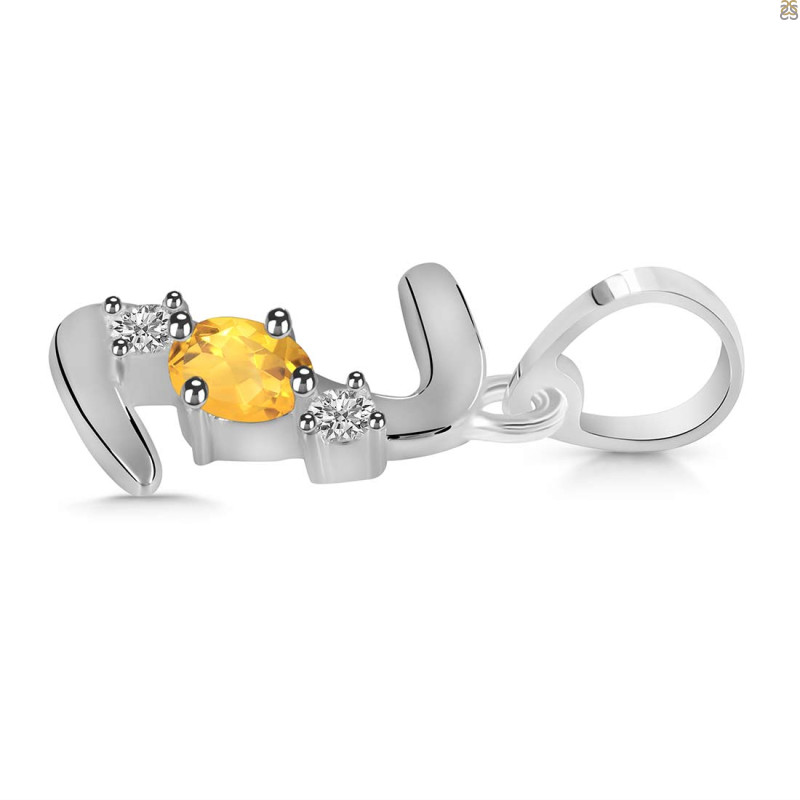 Citrine & White Topaz Alphabet Z Pendant