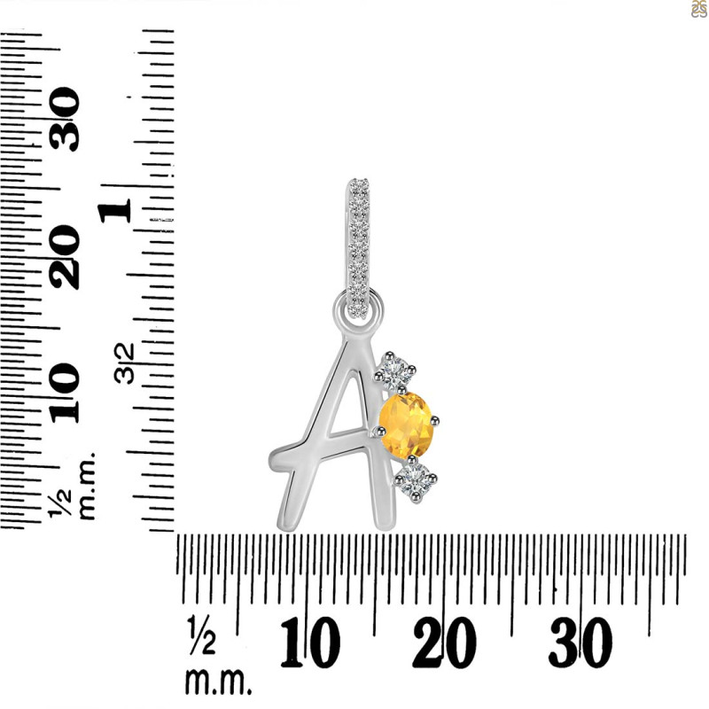 Citrine & White Topaz Alphabet A Pendant CIT-RDA-79.