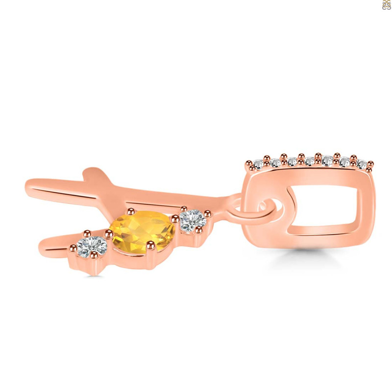 Citrine & White Topaz Alphabet A Pendant CIT-RDA-79.