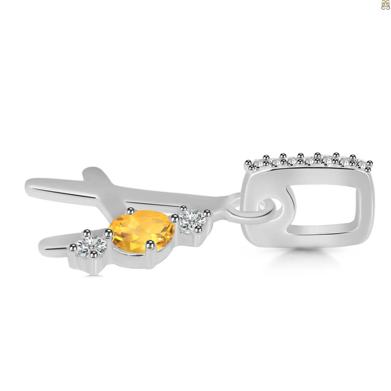 Citrine & White Topaz Alphabet A Pendant