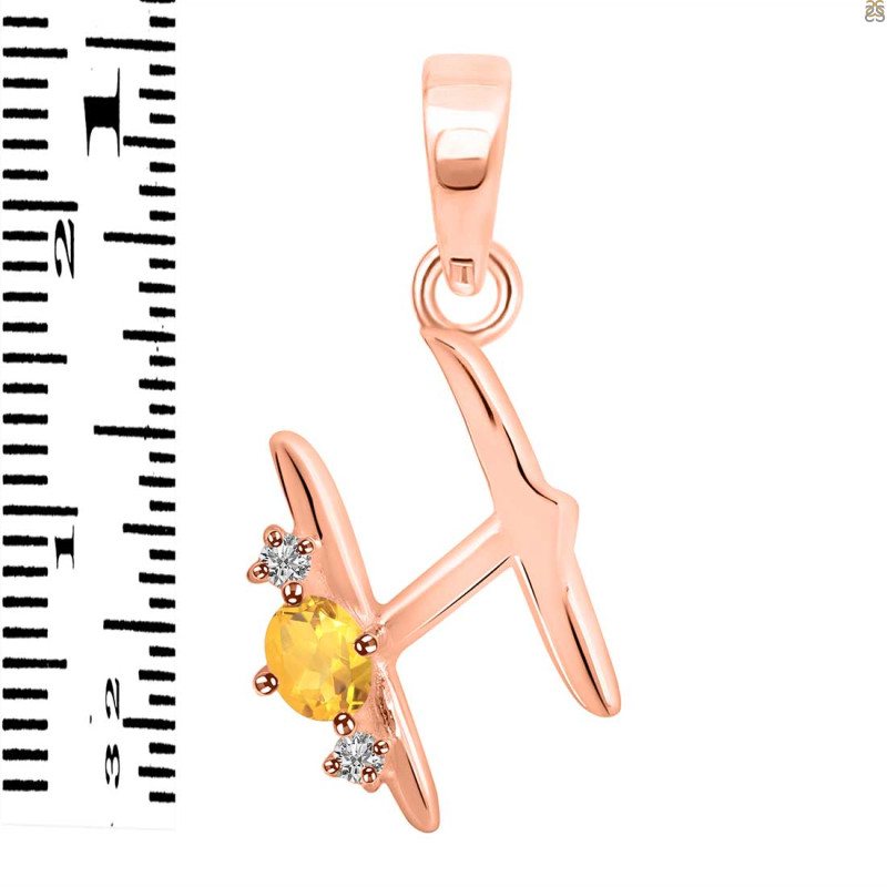 Citrine & White Topaz Alphabet H Pendant CIT-RDA-8.