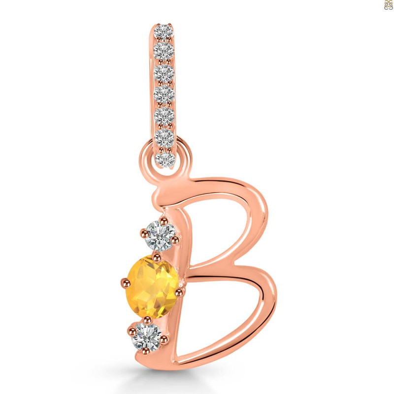 Citrine & White Topaz Alphabet B Pendant CIT-RDA-80.