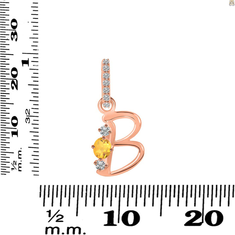 Citrine & White Topaz Alphabet B Pendant CIT-RDA-80.