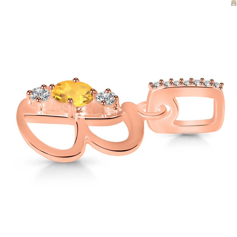 Citrine & White Topaz Alphabet B Pendant CIT-RDA-80.