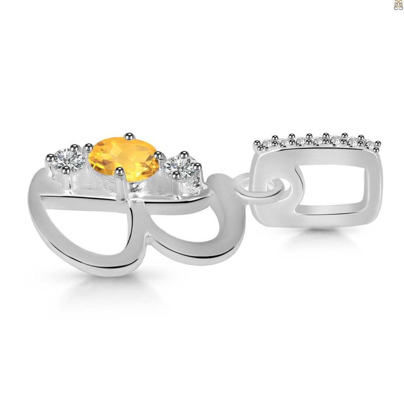 Citrine & White Topaz Alphabet B Pendant