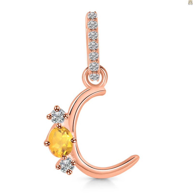 Citrine & White Topaz Alphabet C Pendant CIT-RDA-81.