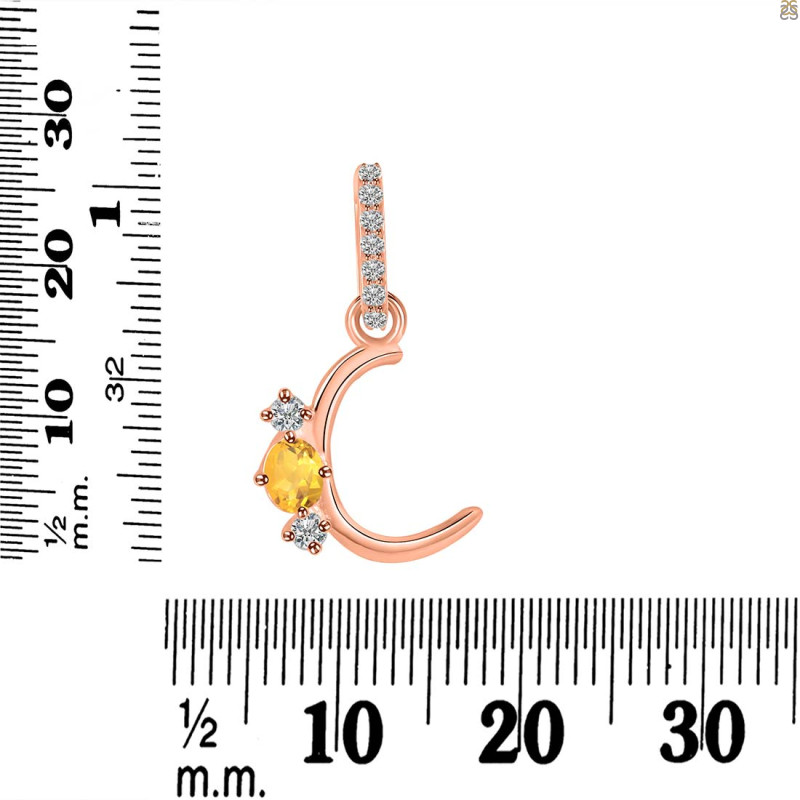 Citrine & White Topaz Alphabet C Pendant CIT-RDA-81.
