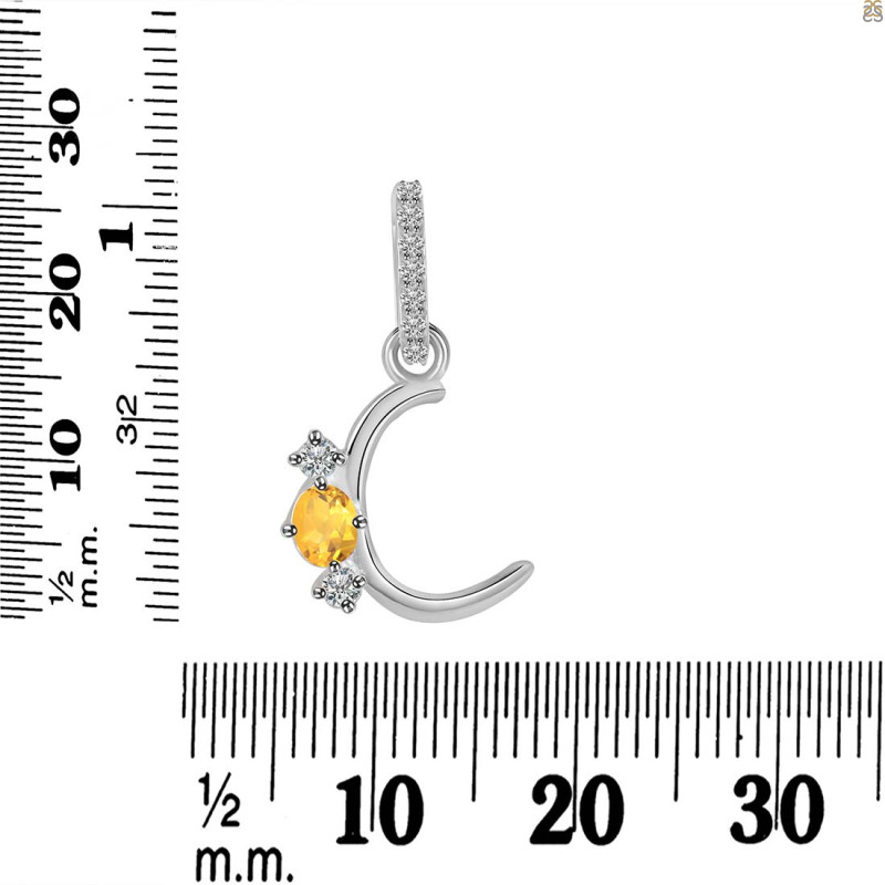 Citrine & White Topaz Alphabet C Pendant CIT-RDA-81.
