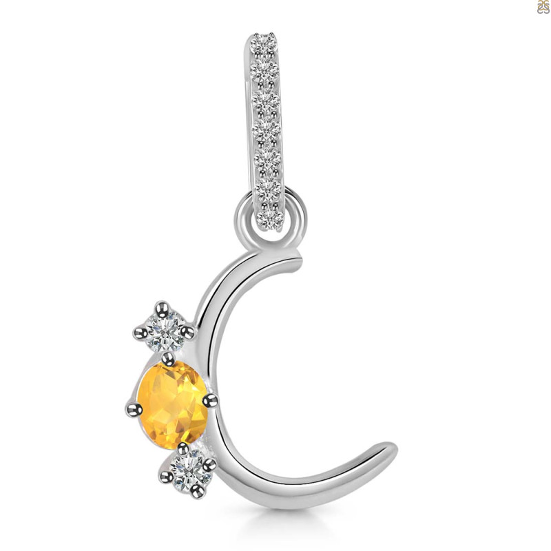 Citrine & White Topaz Alphabet C Pendant CIT-RDA-81.