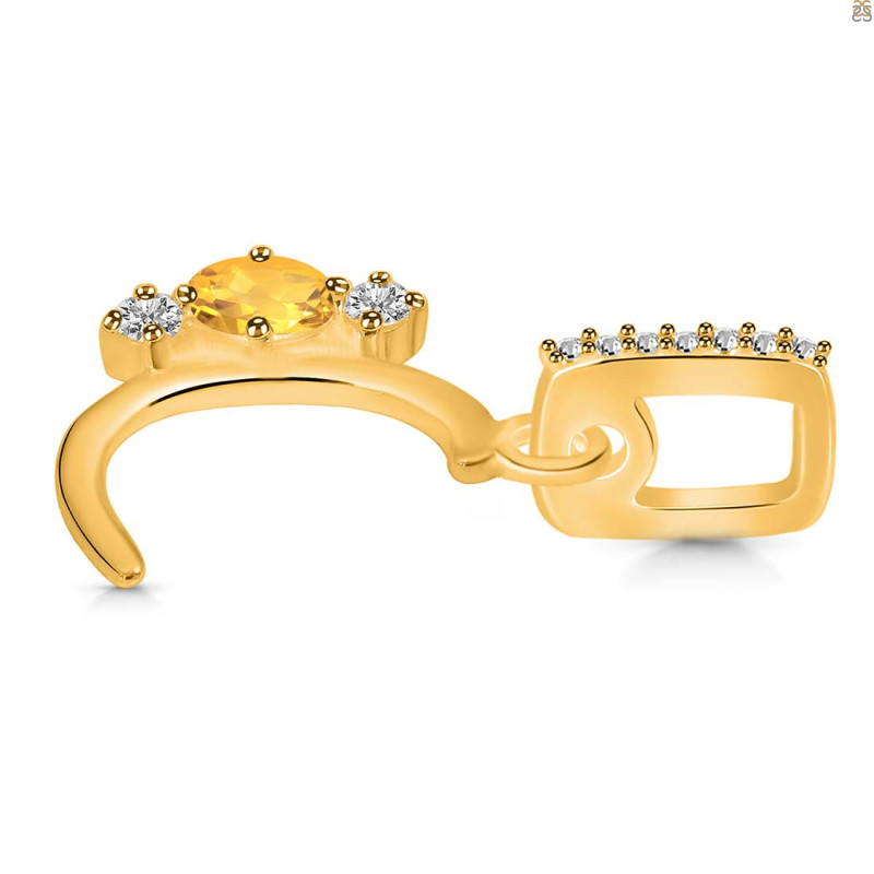 Citrine & White Topaz Alphabet C Pendant CIT-RDA-81.