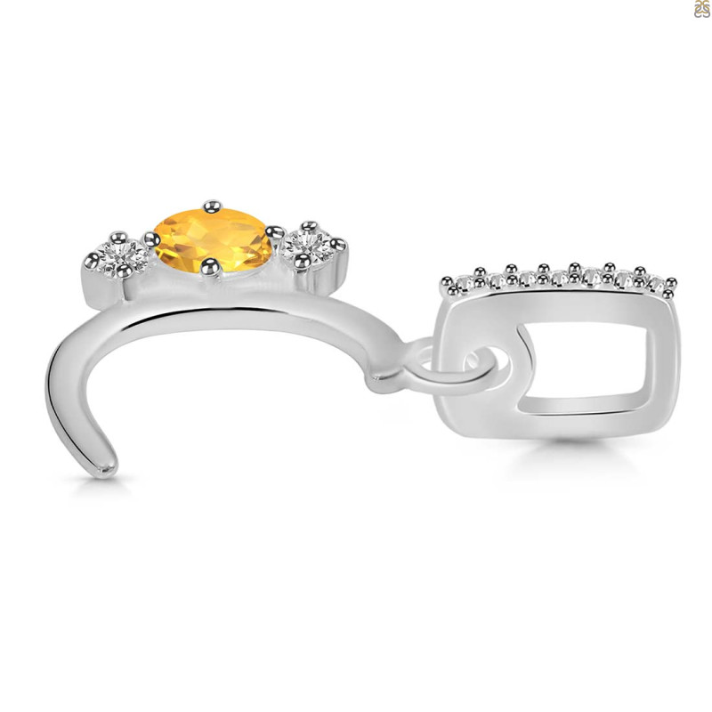 Citrine & White Topaz Alphabet C Pendant