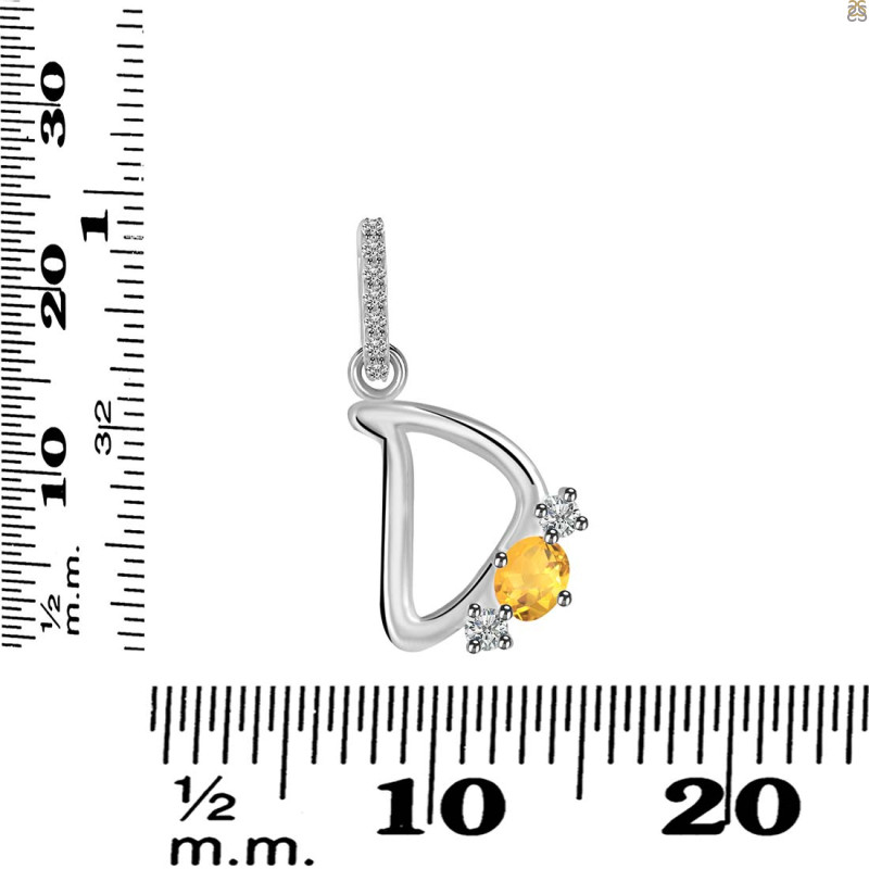 Citrine & White Topaz Alphabet D Pendant CIT-RDA-82.