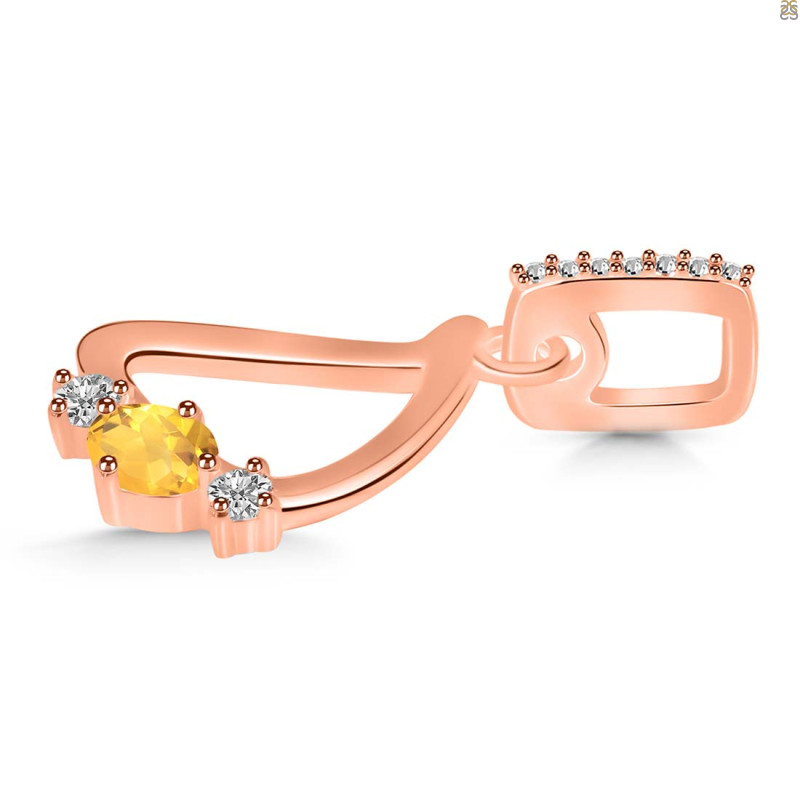 Citrine & White Topaz Alphabet D Pendant CIT-RDA-82.