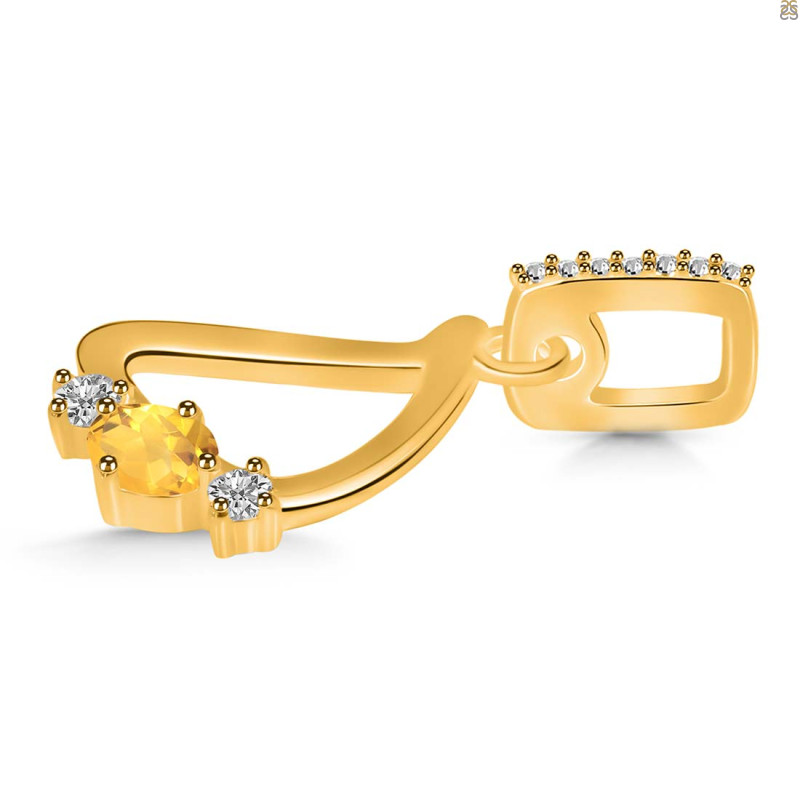 Citrine & White Topaz Alphabet D Pendant CIT-RDA-82.