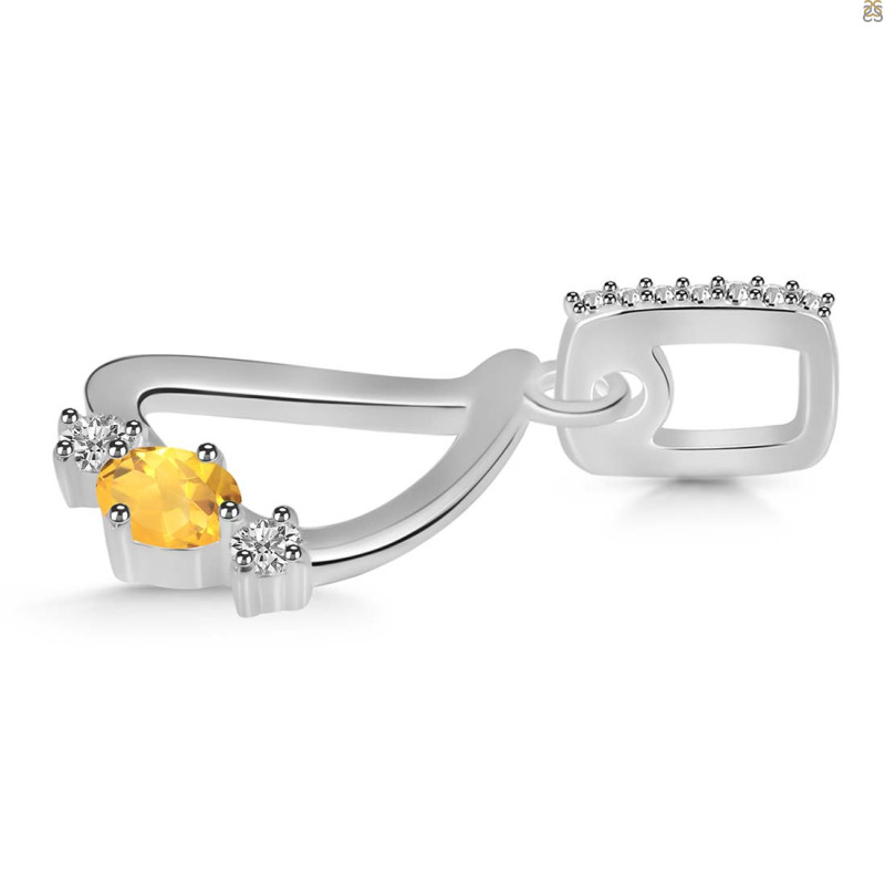 Citrine & White Topaz Alphabet D Pendant