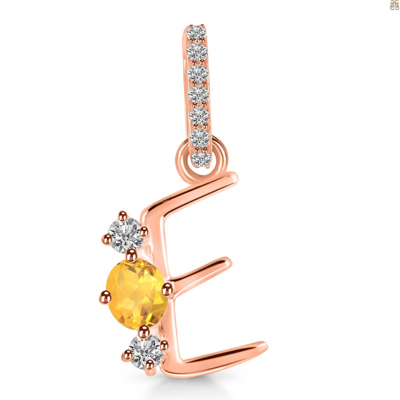 Citrine & White Topaz Alphabet E Pendant CIT-RDA-83.