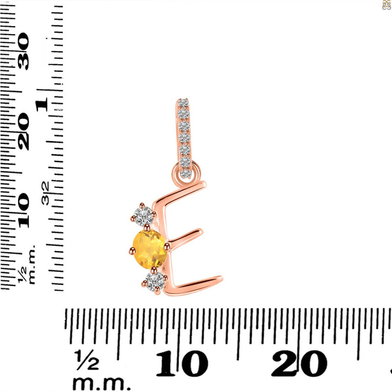 Citrine & White Topaz Alphabet E Pendant CIT-RDA-83.